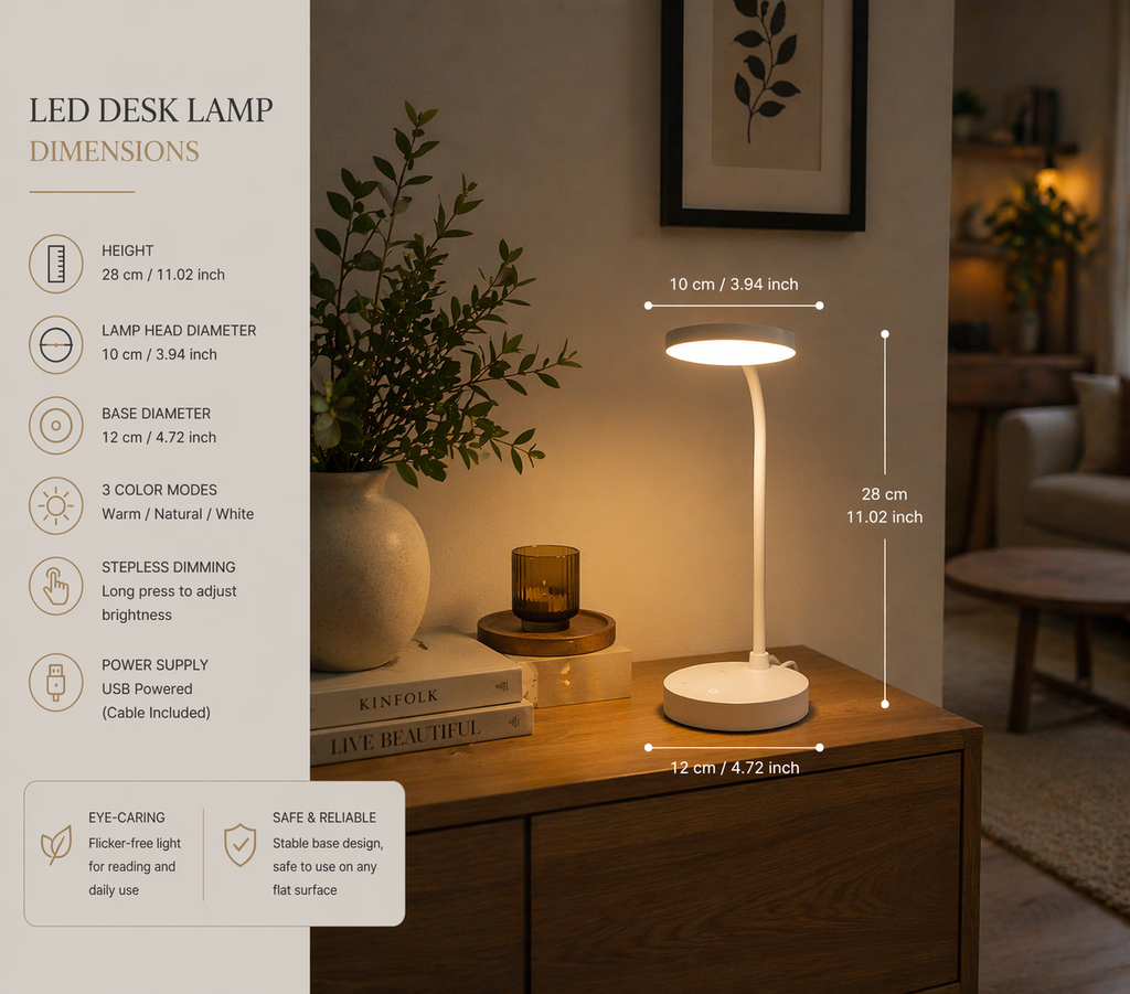 Adjustable Dimmable LED Desk Lamp