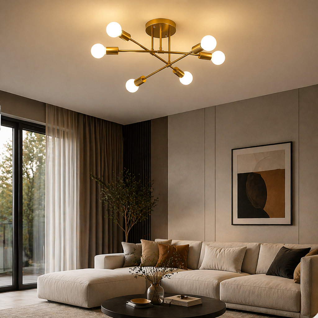 Brass Multi-Arm Ceiling Light