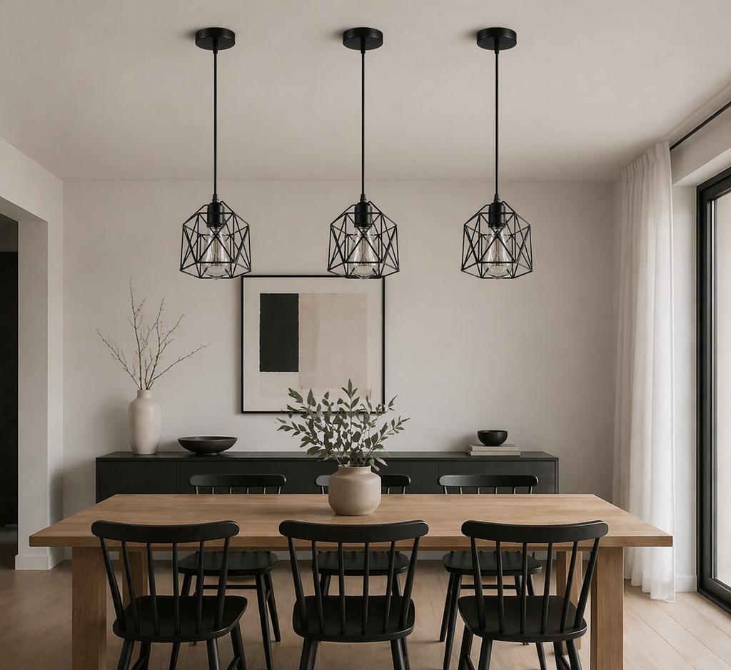 Modern Industrial Cage Pendant Light – E27 Kitchen & Dining Lighting