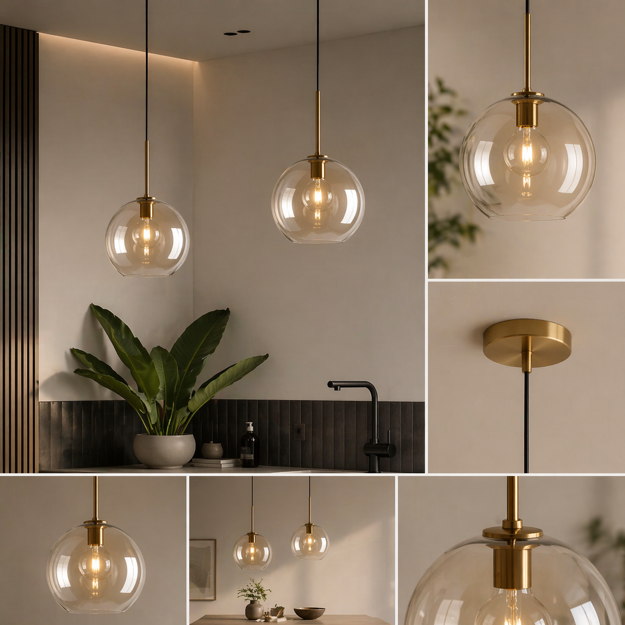 Glass Pendant Ceiling Light for Kitchen