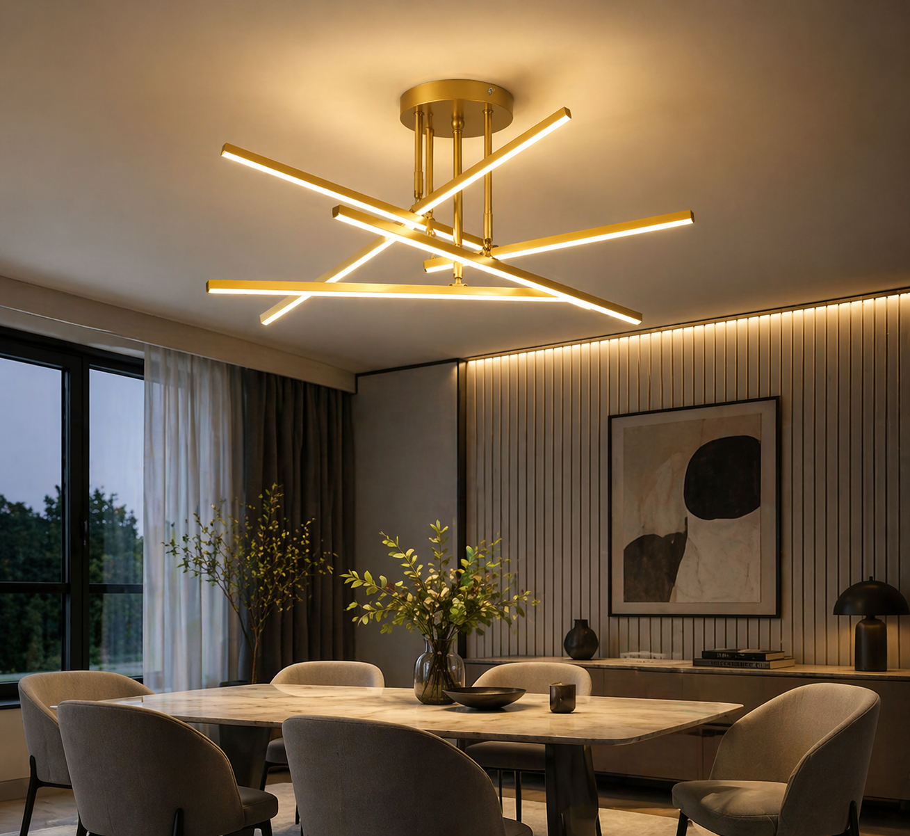 Modern Linear Ceiling Light Minimal LED Bar Chandelier