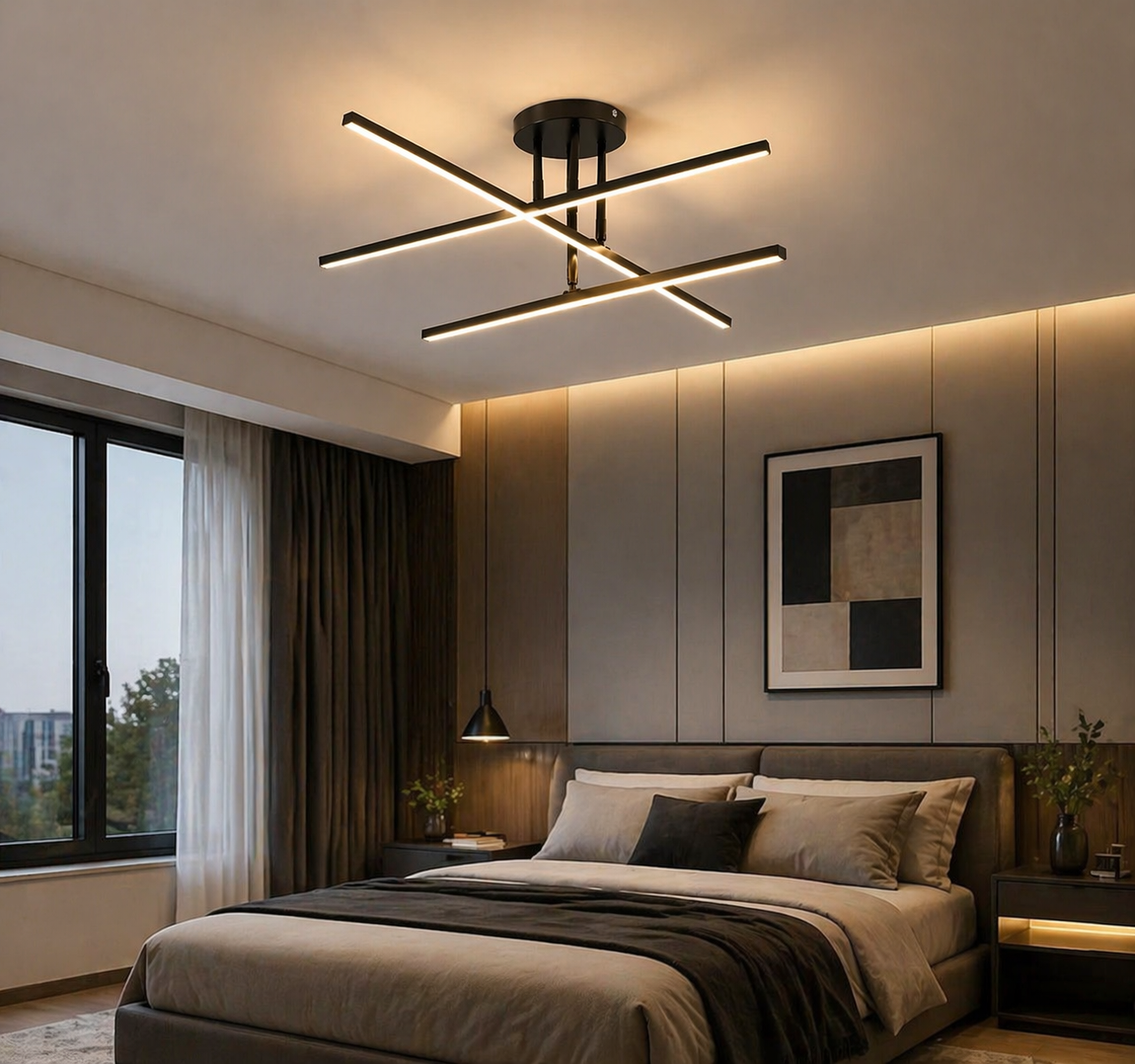 Modern Linear Ceiling Light Minimal LED Bar Chandelier