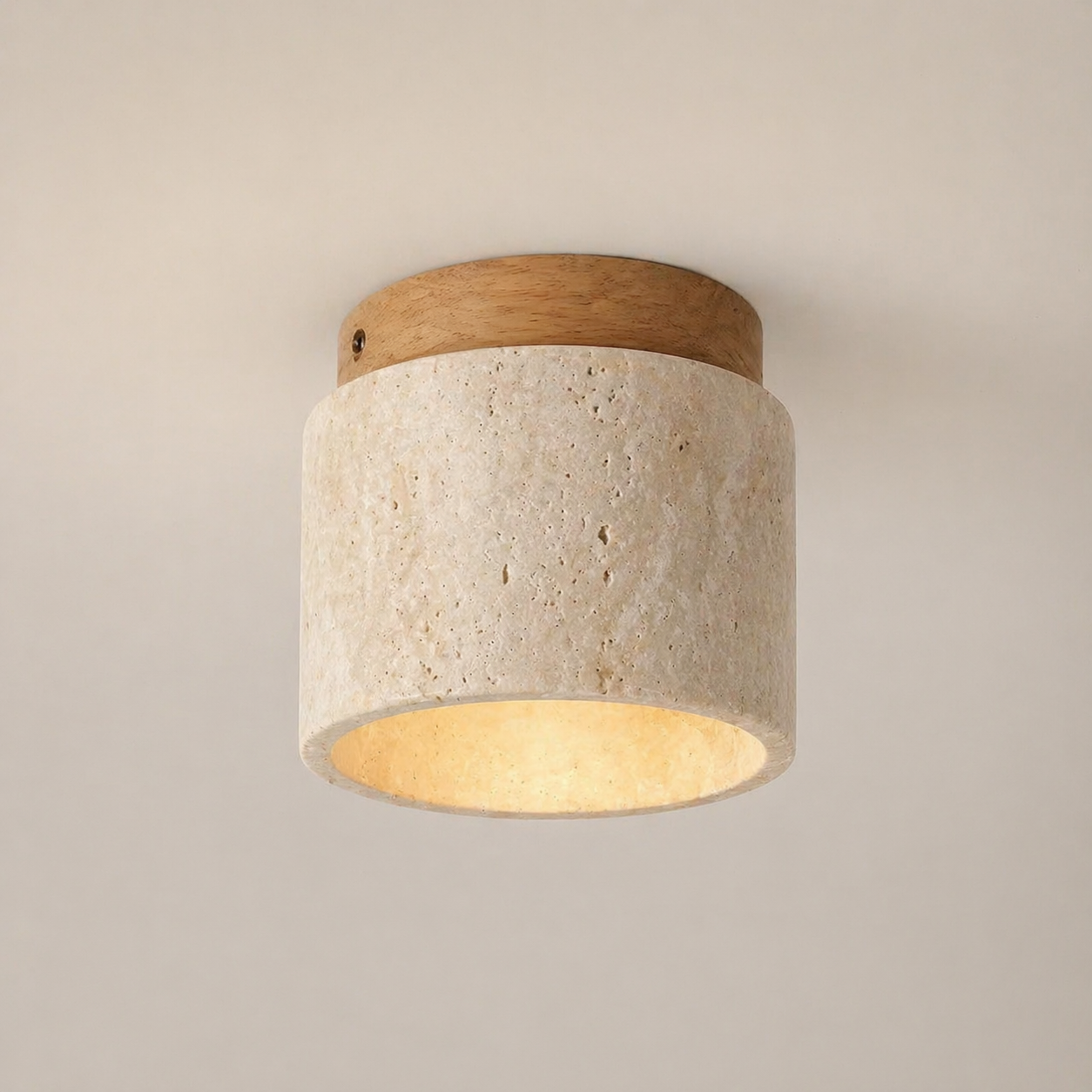 Travertine Stone Flush Mount Ceiling Light