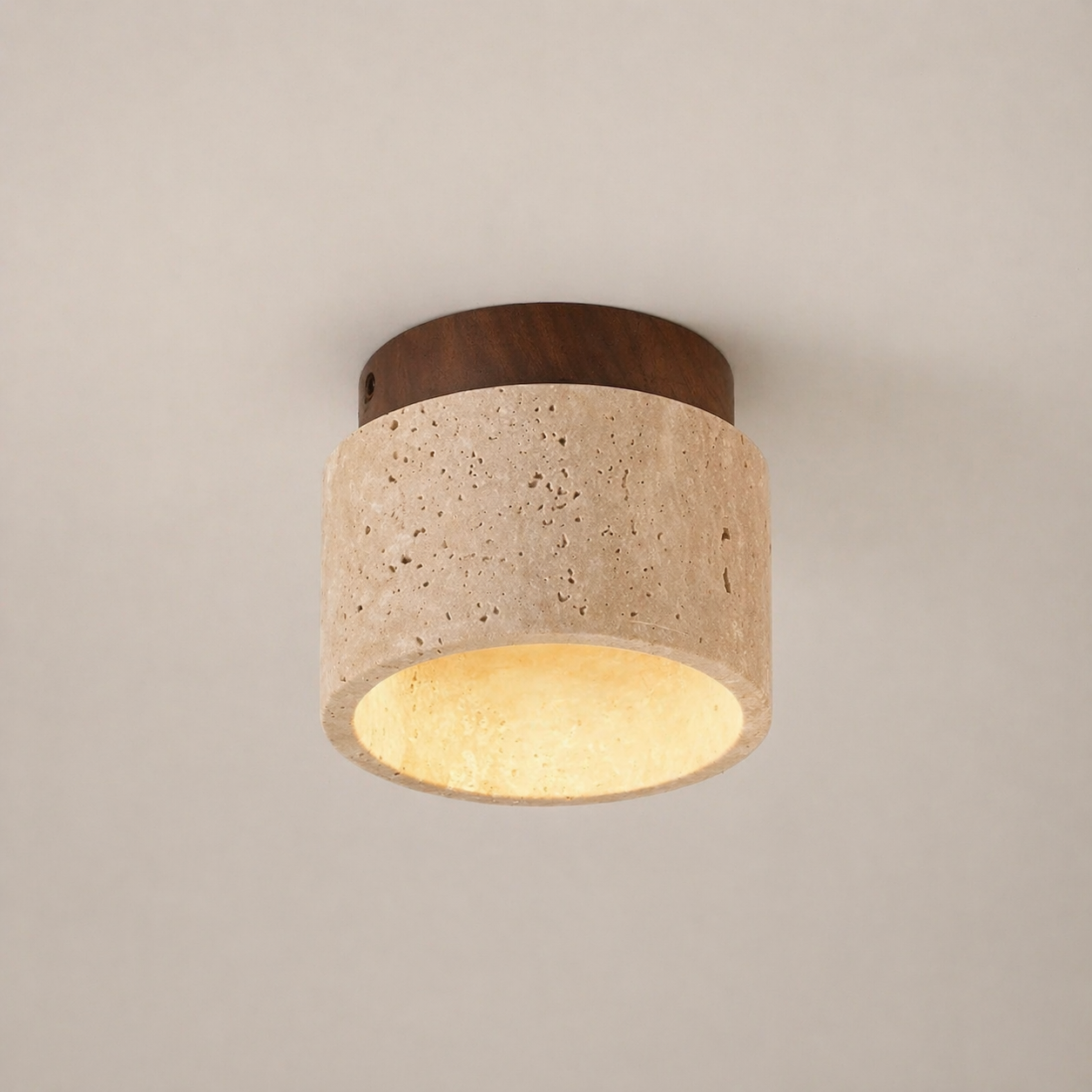 Travertine Stone Flush Mount Ceiling Light