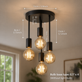 Modern Black 4-Light Ceiling Light – Industrial E27 Fixture