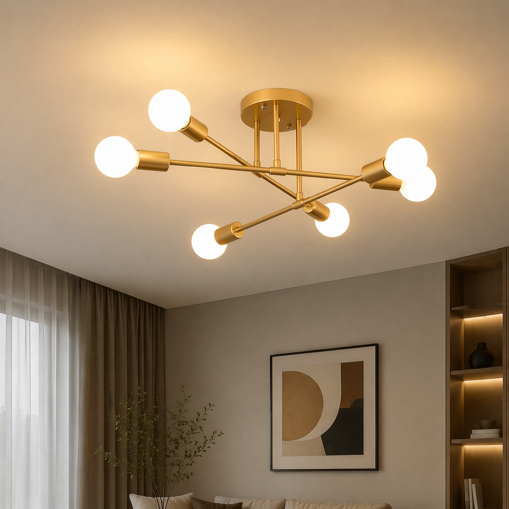 Brass Multi-Arm Ceiling Light