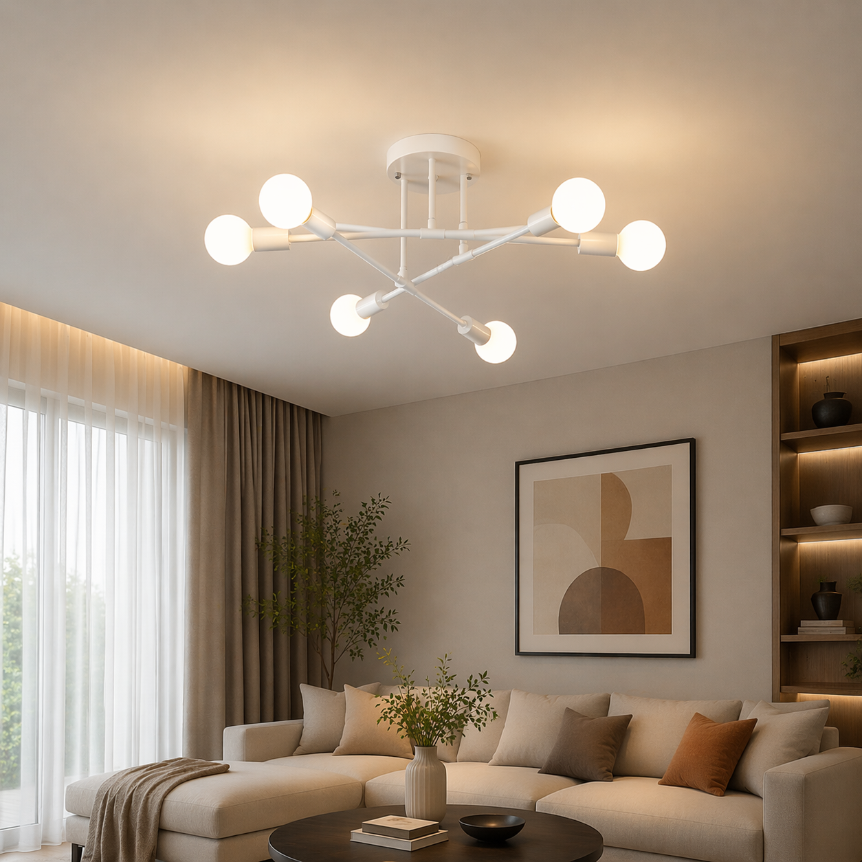 Brass Multi-Arm Ceiling Light