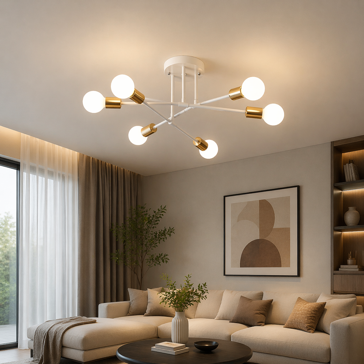 Brass Multi-Arm Ceiling Light