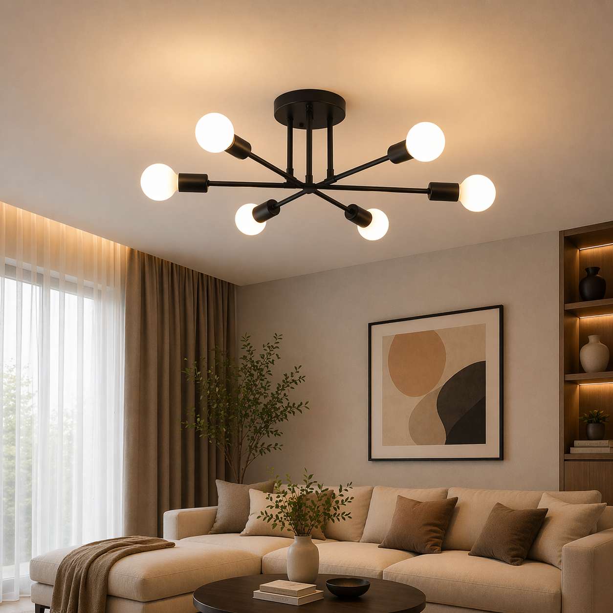 Brass Multi-Arm Ceiling Light