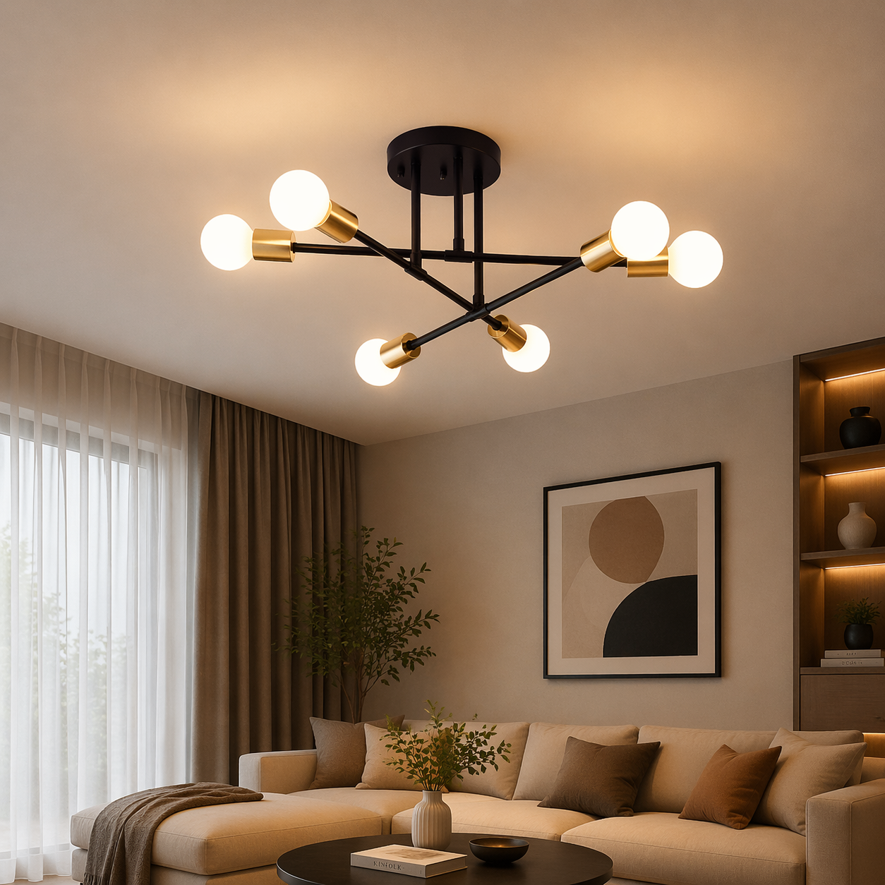 Brass Multi-Arm Ceiling Light