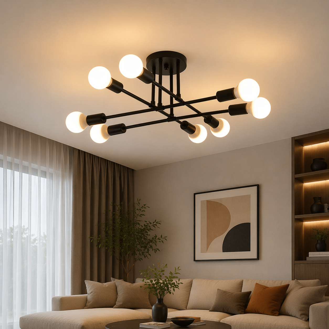 Brass Multi-Arm Ceiling Light