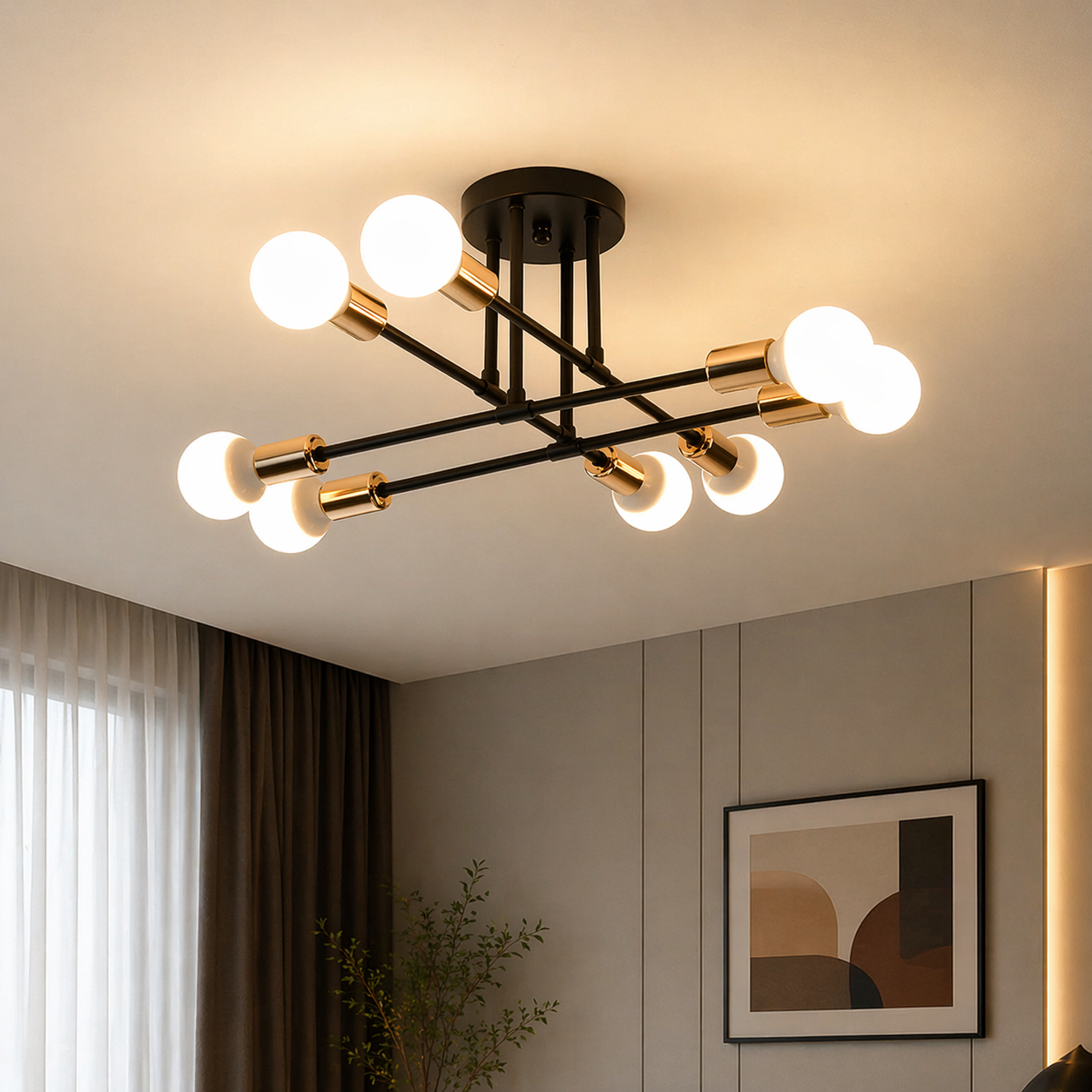 Brass Multi-Arm Ceiling Light