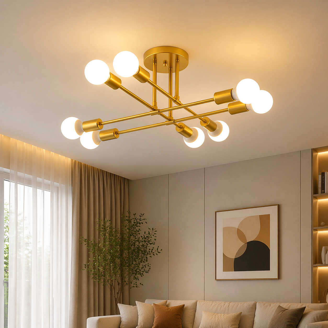 Brass Multi-Arm Ceiling Light