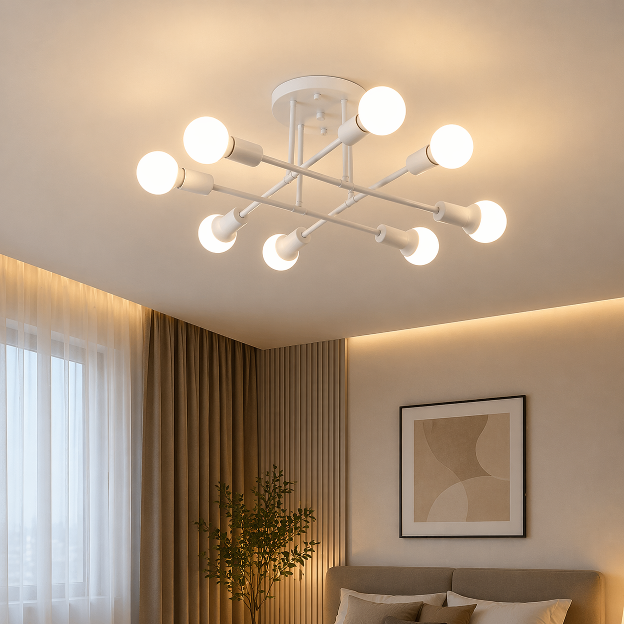 Brass Multi-Arm Ceiling Light