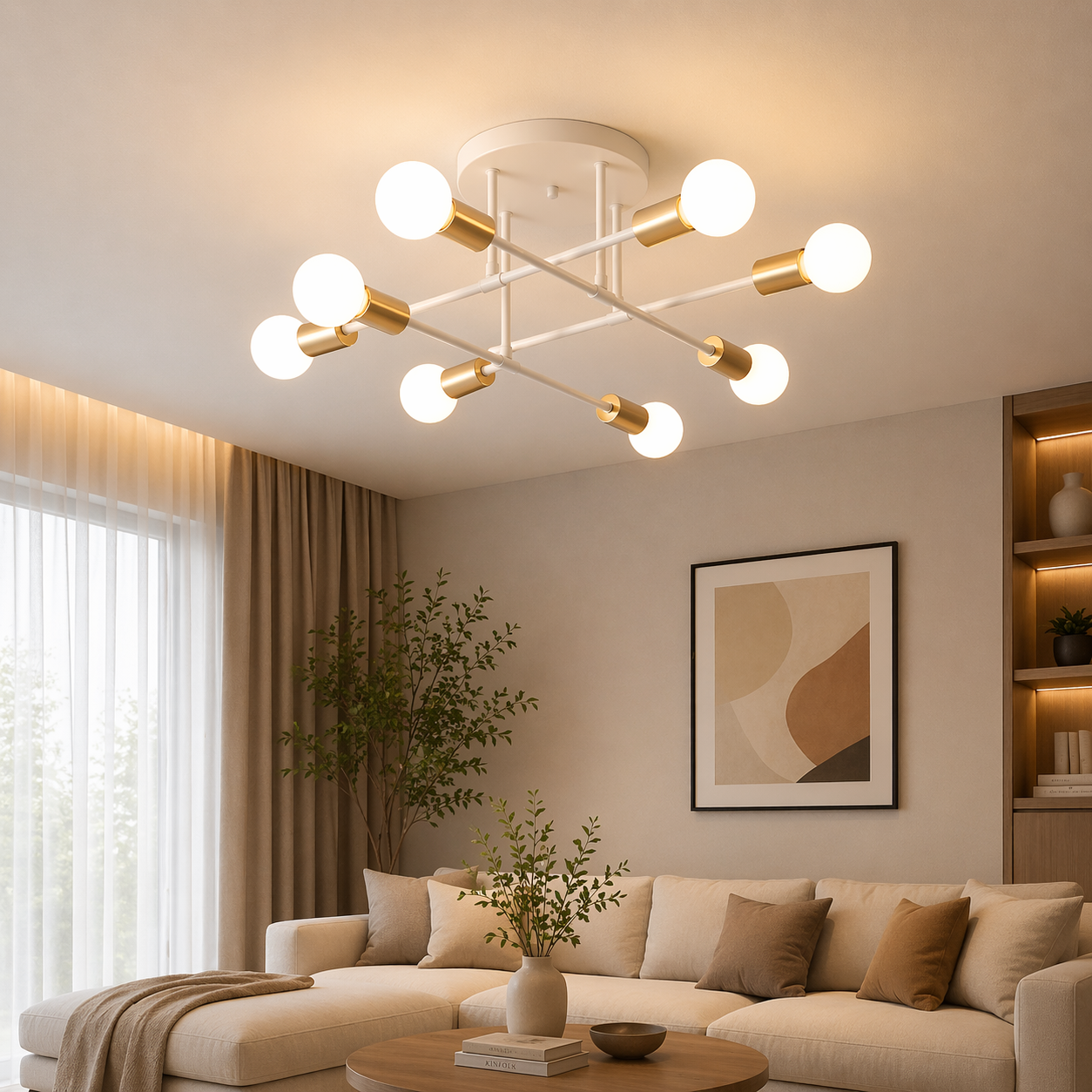 Brass Multi-Arm Ceiling Light