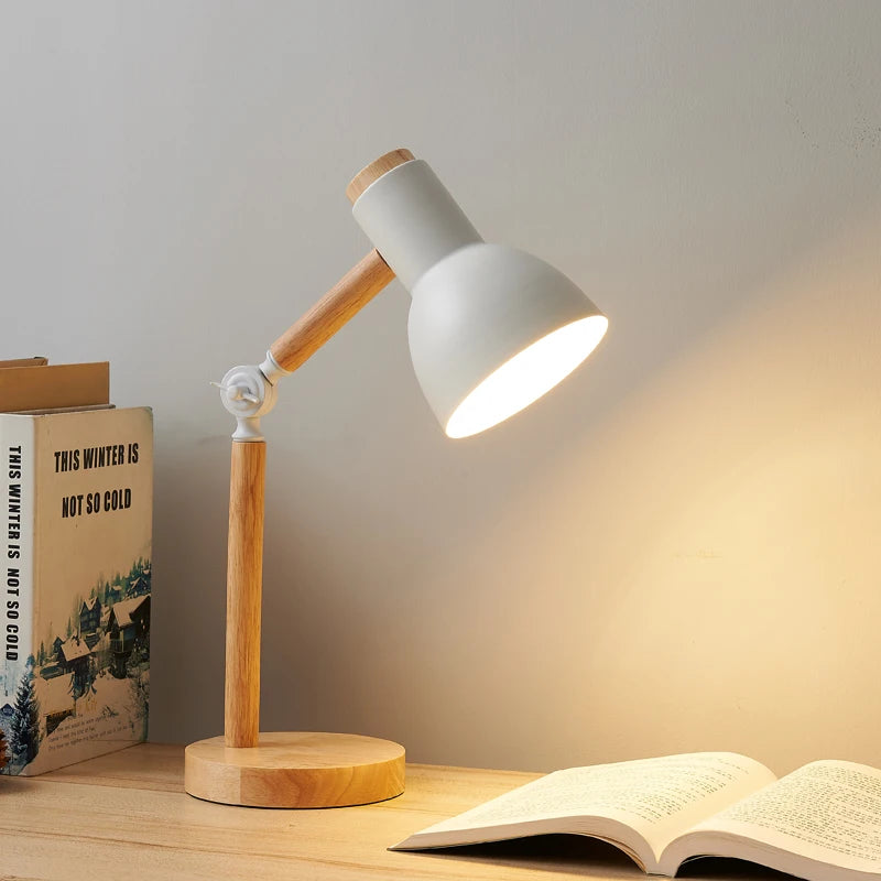 Nordic Desk Lamp – Adjustable Wooden Table Light