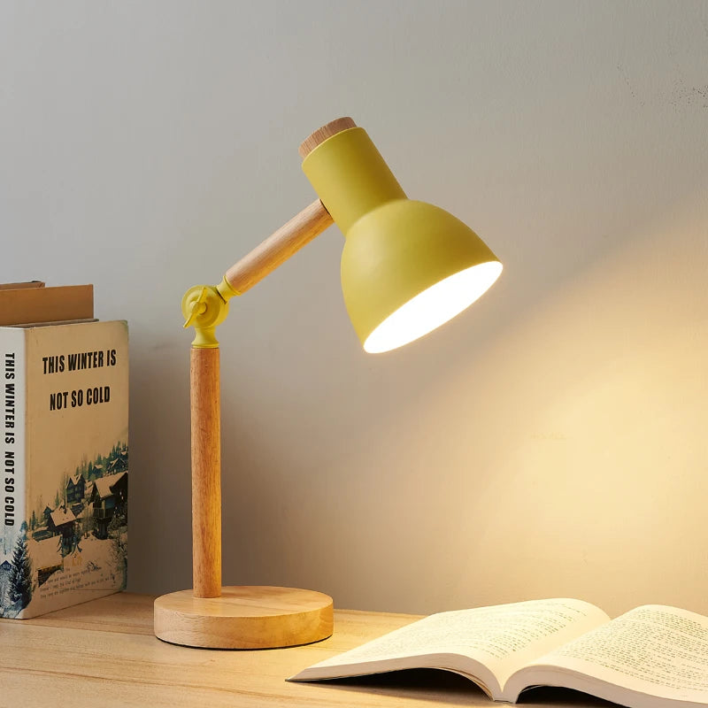Nordic Desk Lamp – Adjustable Wooden Table Light