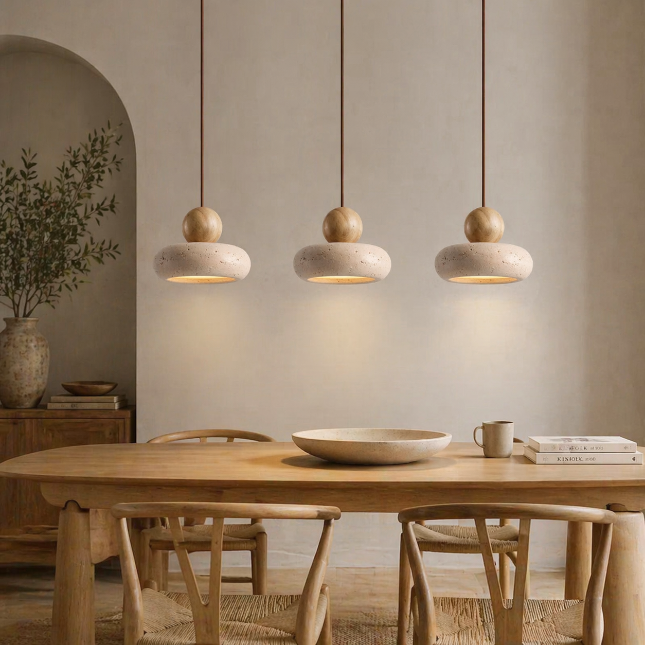 Stone Pendant Ceiling Light – Modern Hanging Fixture – Bedroom Ambient Lighting