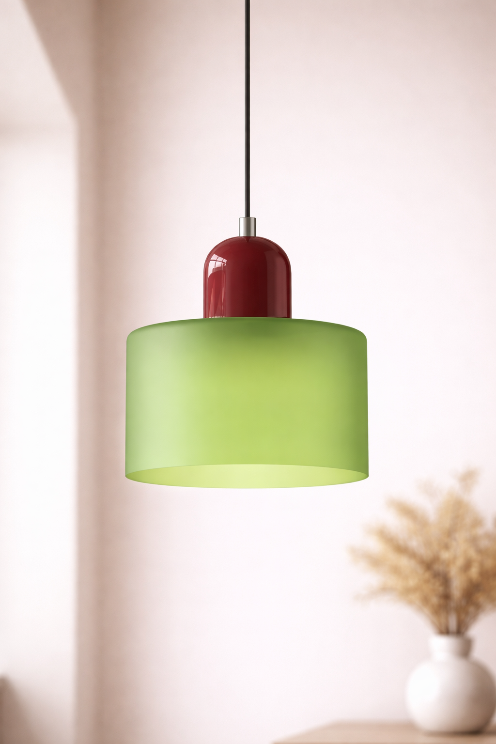 Glass Pendant Ceiling Light – Modern Hanging Fixture – Colour Accent Lighting