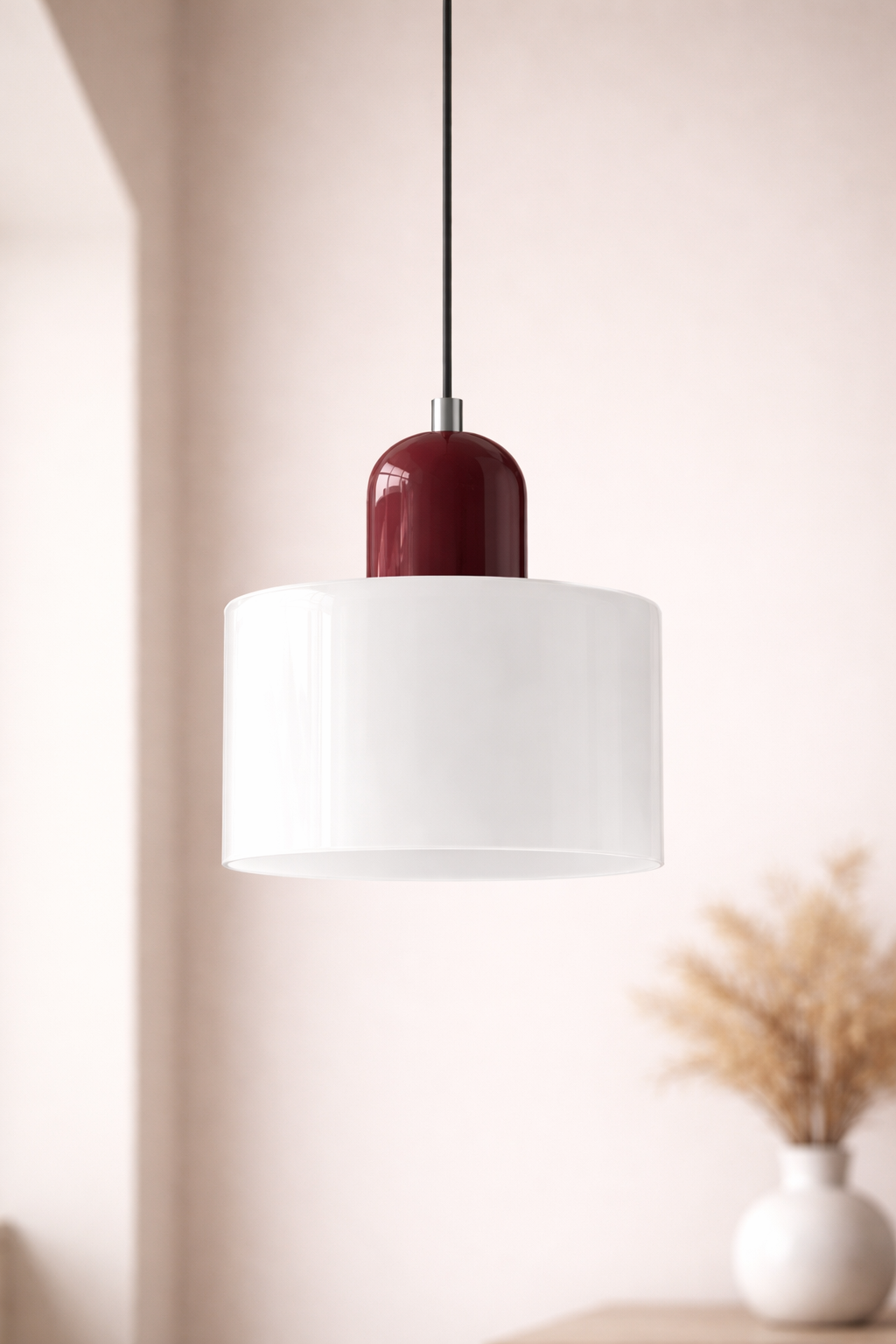 Glass Pendant Ceiling Light – Modern Hanging Fixture – Colour Accent Lighting