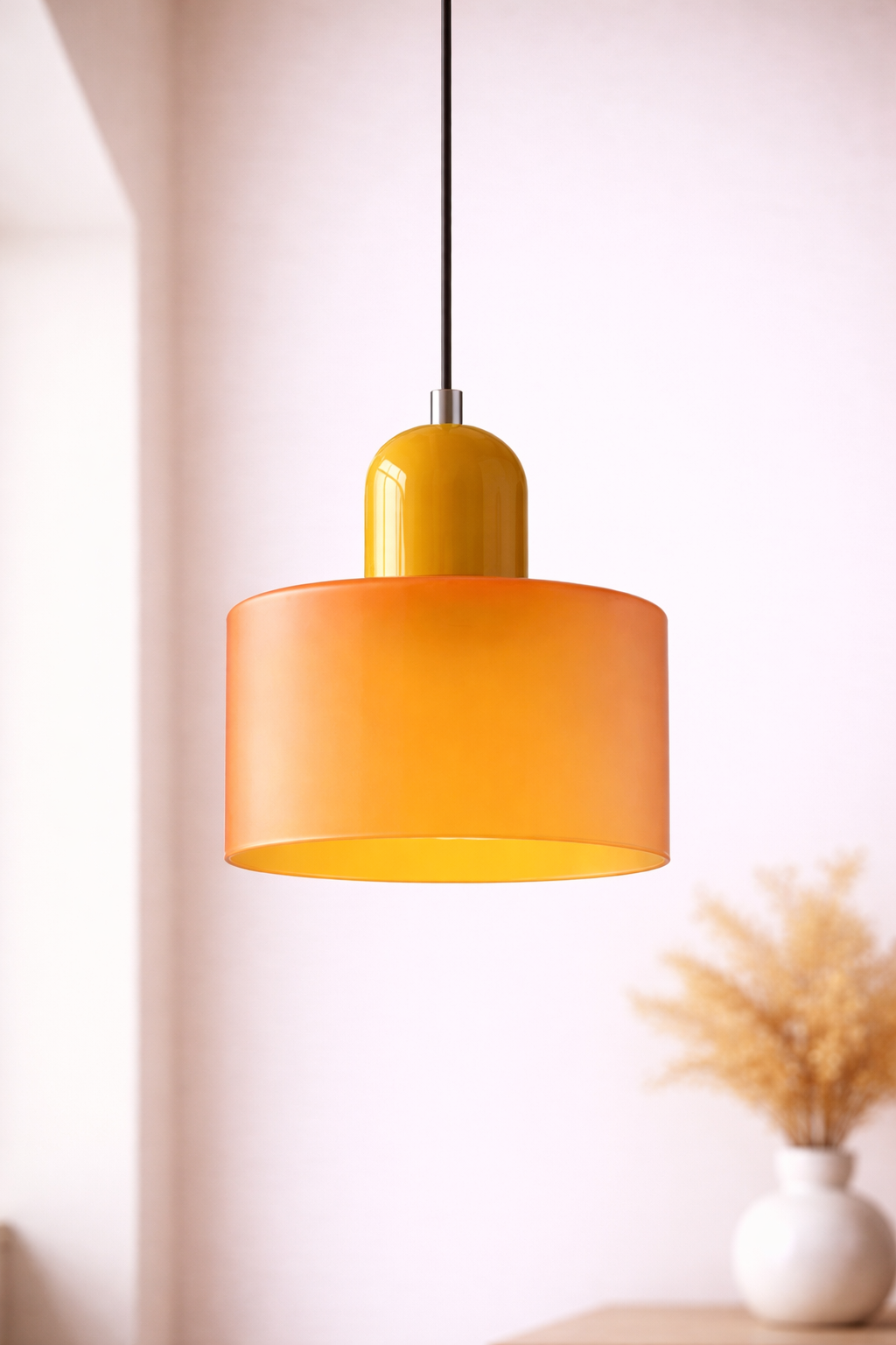 Glass Pendant Ceiling Light – Modern Hanging Fixture – Colour Accent Lighting