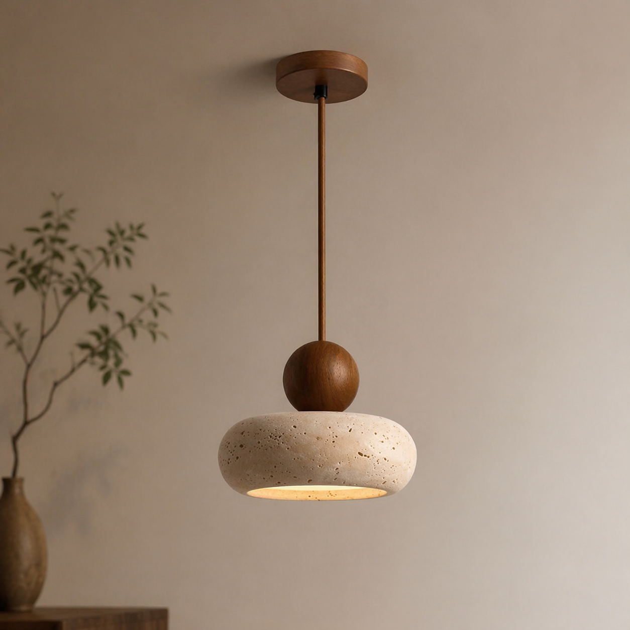 Stone Pendant Ceiling Light – Modern Hanging Fixture – Bedroom Ambient Lighting