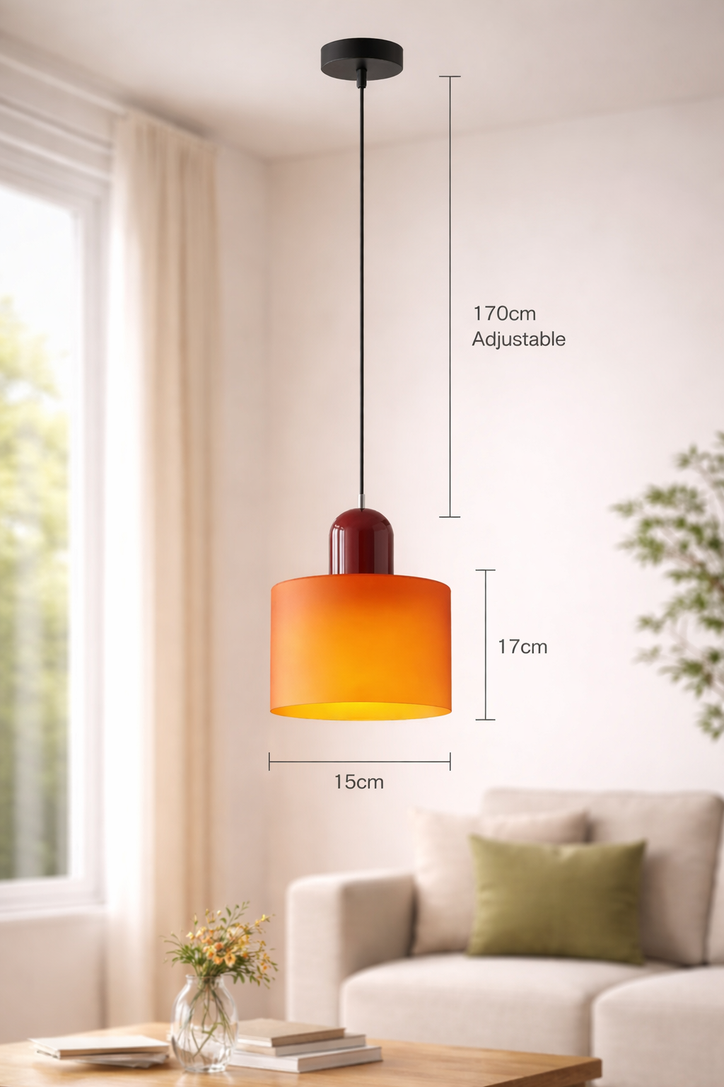 Glass Pendant Ceiling Light – Modern Hanging Fixture – Colour Accent Lighting