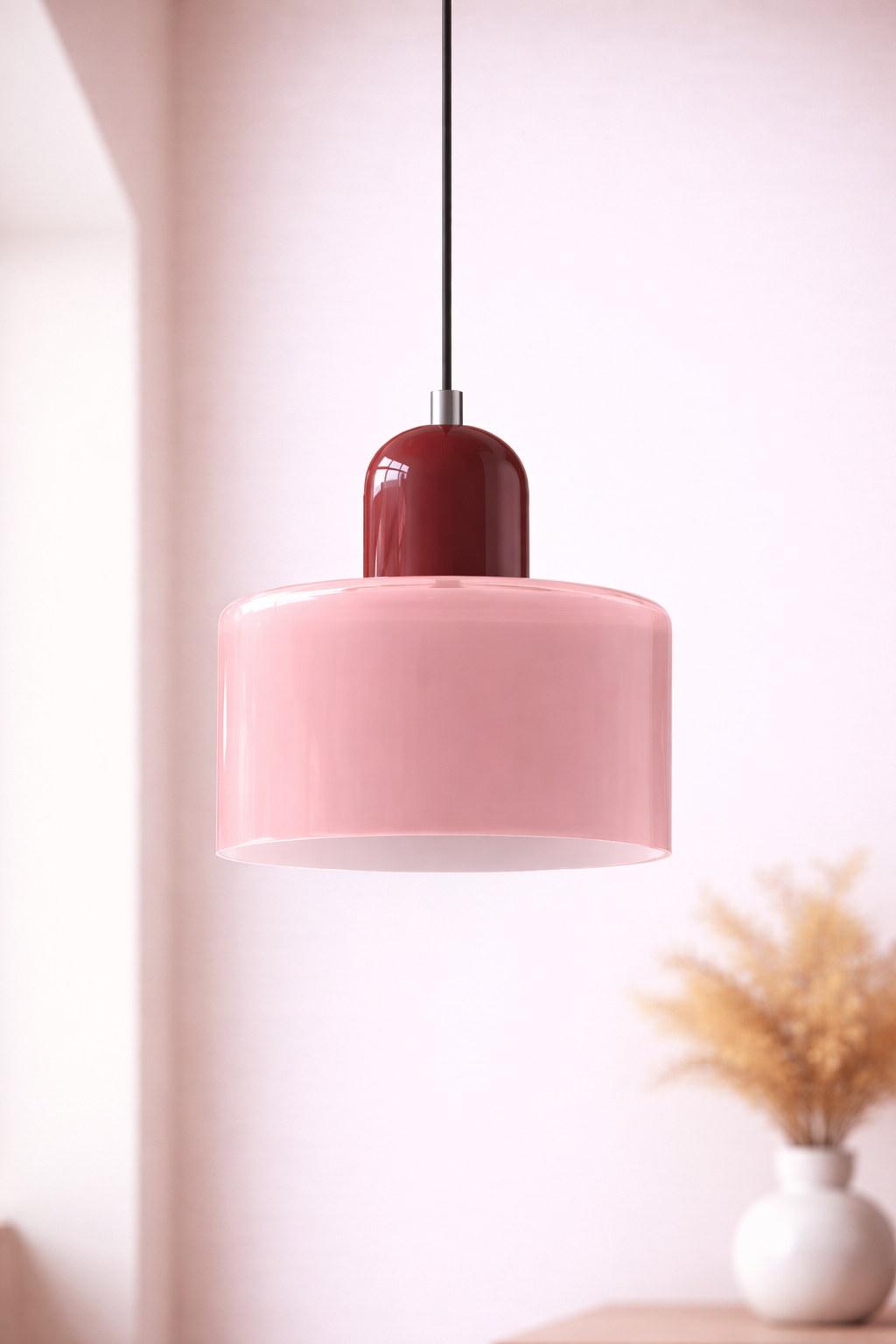 Glass Pendant Ceiling Light – Modern Hanging Fixture – Colour Accent Lighting