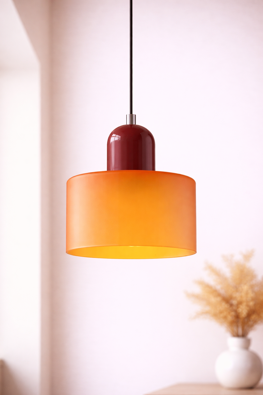 Glass Pendant Ceiling Light – Modern Hanging Fixture – Colour Accent Lighting