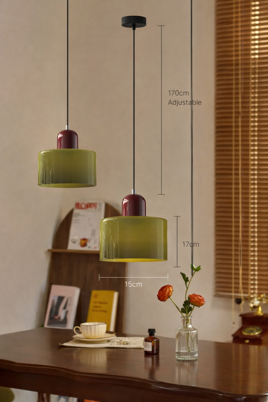 Glass Pendant Ceiling Light – Modern Hanging Fixture – Colour Accent Lighting