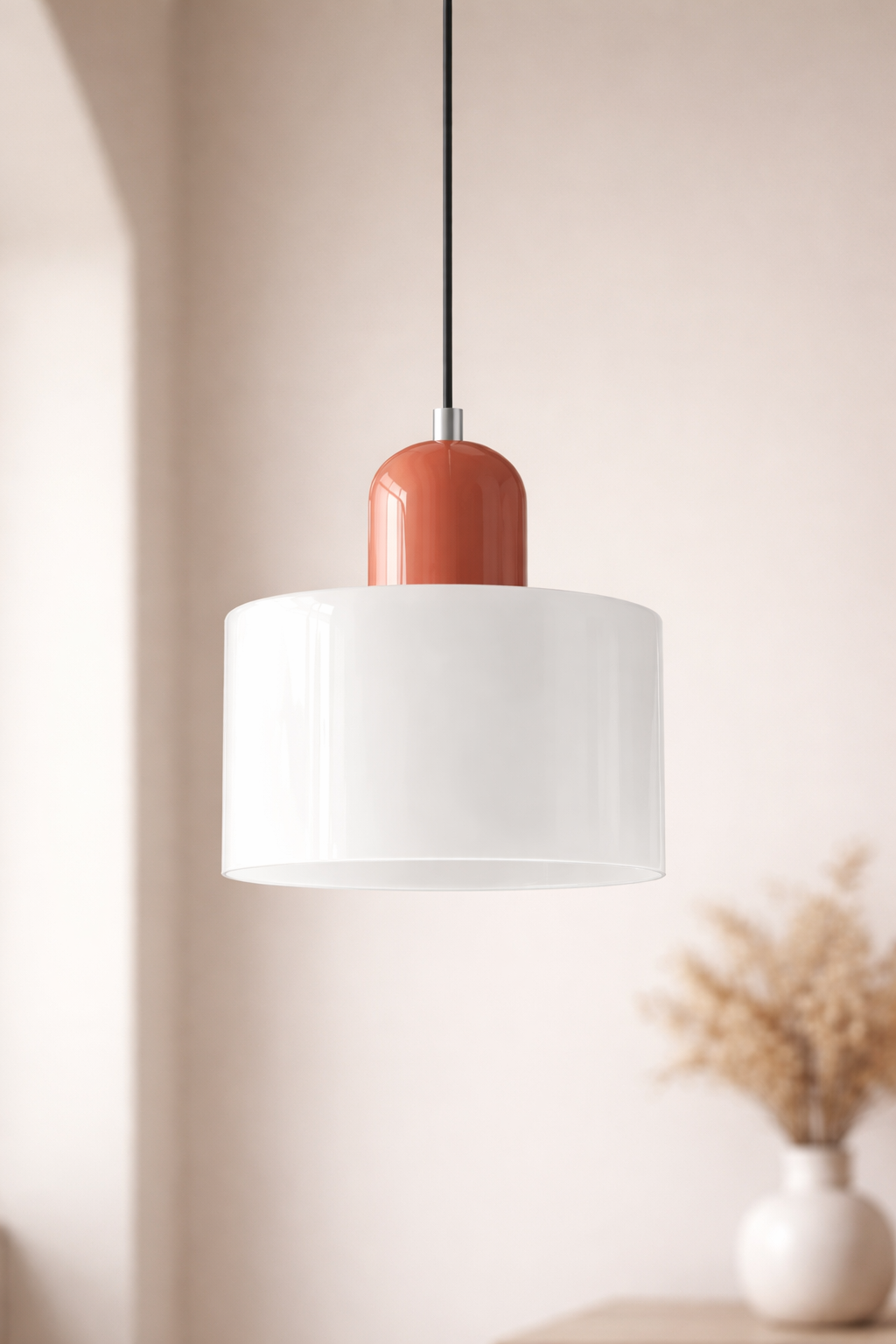 Glass Pendant Ceiling Light – Modern Hanging Fixture – Colour Accent Lighting