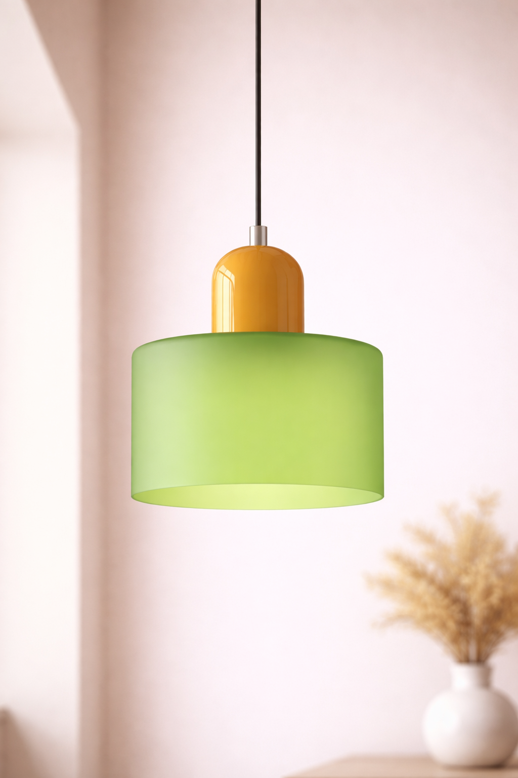 Glass Pendant Ceiling Light – Modern Hanging Fixture – Colour Accent Lighting