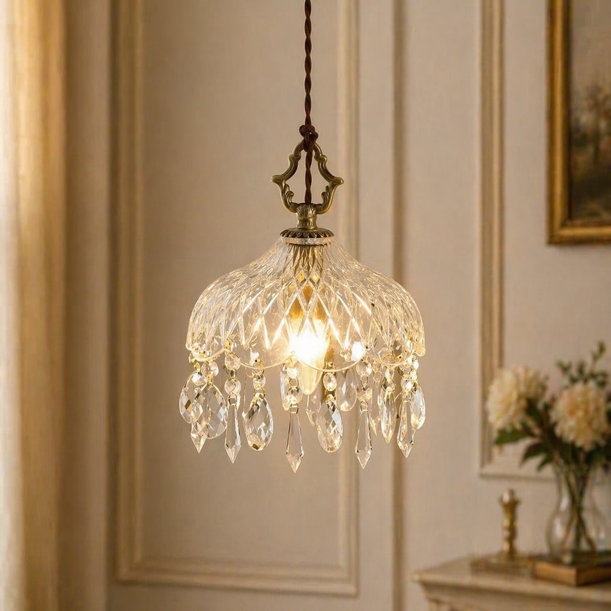 Vintage Crystal Pendant Light